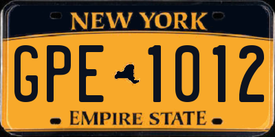 NY license plate GPE1012