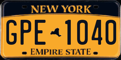 NY license plate GPE1040