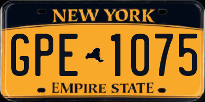 NY license plate GPE1075