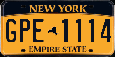 NY license plate GPE1114