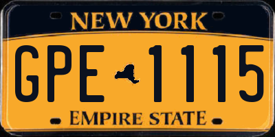NY license plate GPE1115