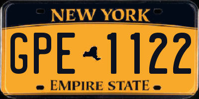 NY license plate GPE1122