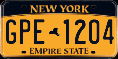 NY license plate GPE1204