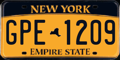 NY license plate GPE1209