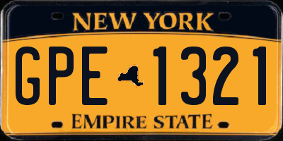 NY license plate GPE1321