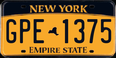NY license plate GPE1375