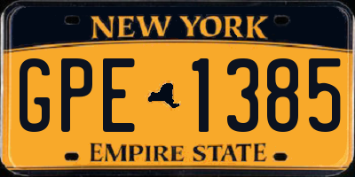 NY license plate GPE1385