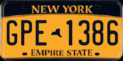 NY license plate GPE1386