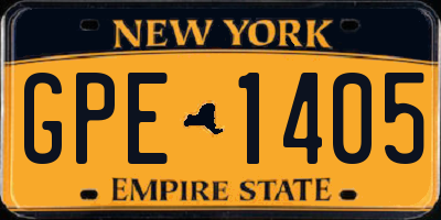 NY license plate GPE1405