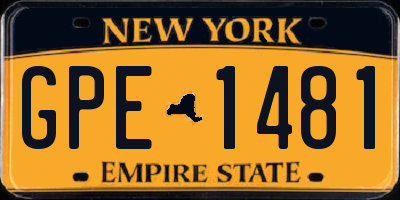 NY license plate GPE1481