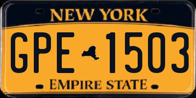 NY license plate GPE1503