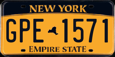 NY license plate GPE1571