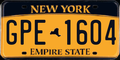NY license plate GPE1604