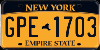 NY license plate GPE1703