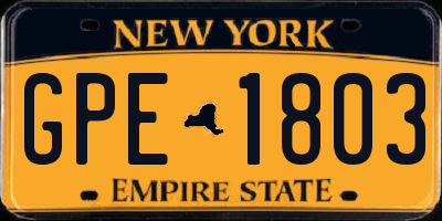 NY license plate GPE1803