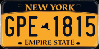 NY license plate GPE1815
