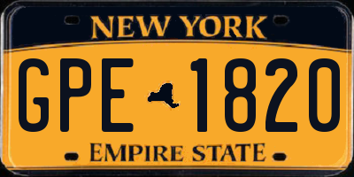 NY license plate GPE1820