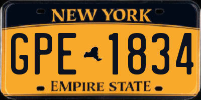 NY license plate GPE1834