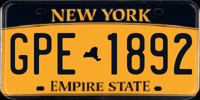 NY license plate GPE1892
