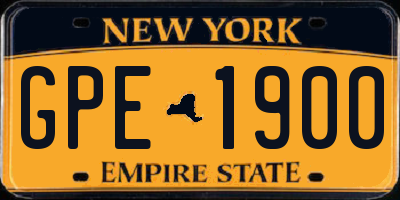 NY license plate GPE1900