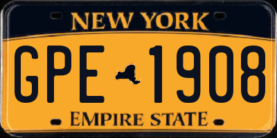 NY license plate GPE1908