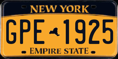 NY license plate GPE1925