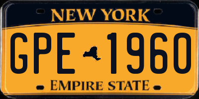 NY license plate GPE1960