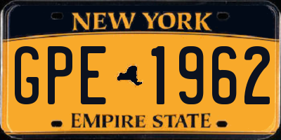 NY license plate GPE1962