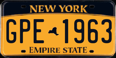 NY license plate GPE1963