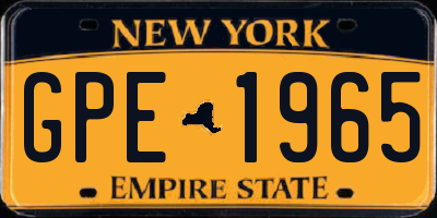 NY license plate GPE1965
