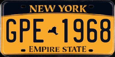 NY license plate GPE1968