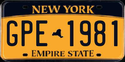 NY license plate GPE1981