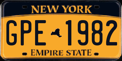 NY license plate GPE1982