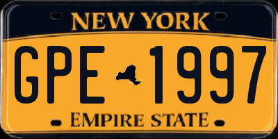 NY license plate GPE1997