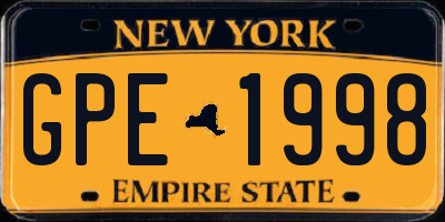 NY license plate GPE1998