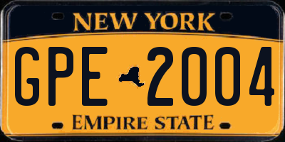 NY license plate GPE2004