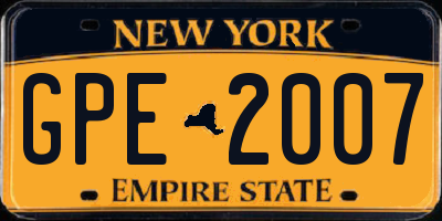 NY license plate GPE2007