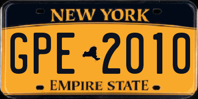NY license plate GPE2010