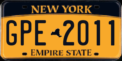 NY license plate GPE2011