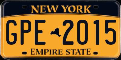 NY license plate GPE2015