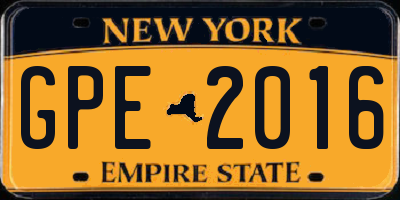 NY license plate GPE2016
