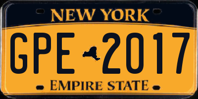 NY license plate GPE2017