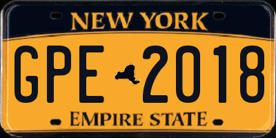 NY license plate GPE2018