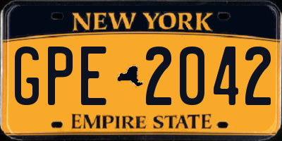 NY license plate GPE2042