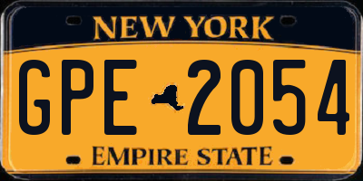 NY license plate GPE2054