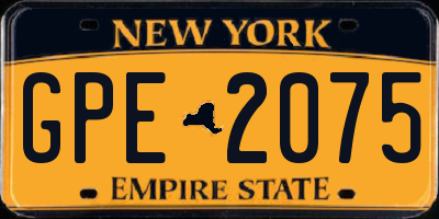 NY license plate GPE2075