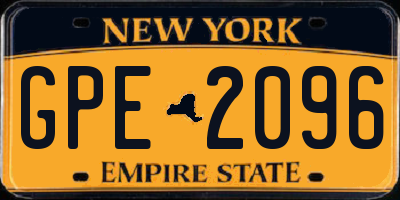 NY license plate GPE2096