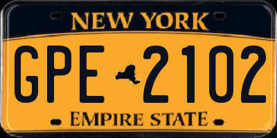 NY license plate GPE2102