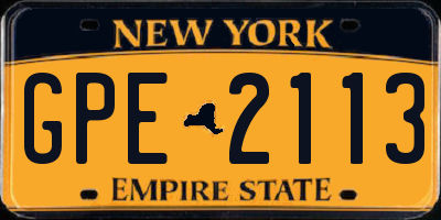NY license plate GPE2113