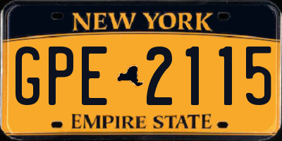 NY license plate GPE2115